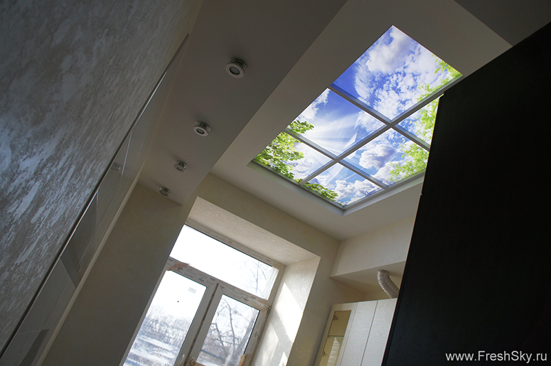 Фальш-окно на потолок с подсветкой